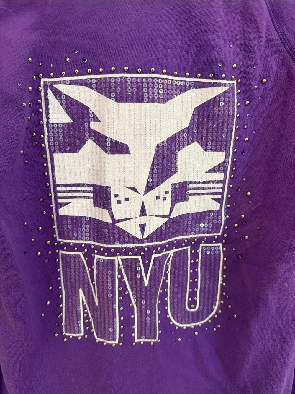 PINK by Victoria's Secret NYU Purple Zip Hoodie bedazzled logo